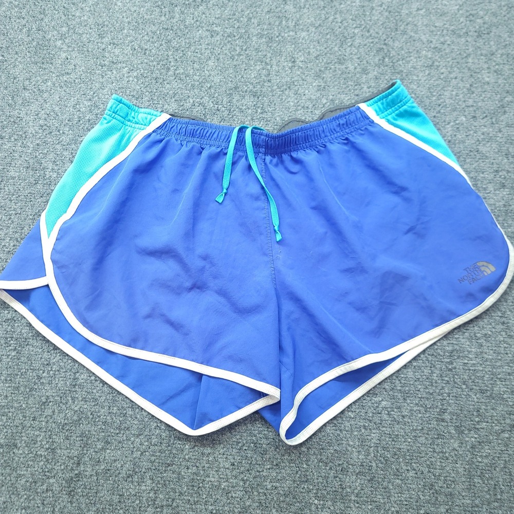 The North Face Womens Blue Running Shorts Zip Pocket Athletic Size Large